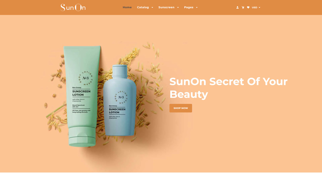 SunOn Skin Care Products Shopify Theme