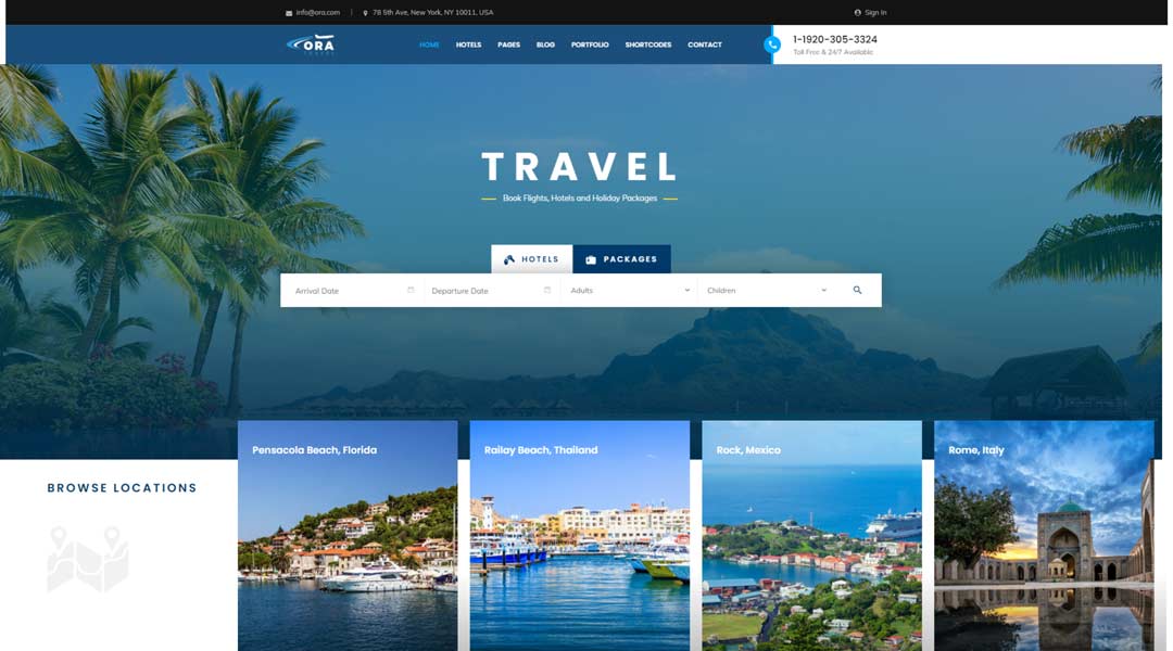 Ora Travel Agency WordPress Theme