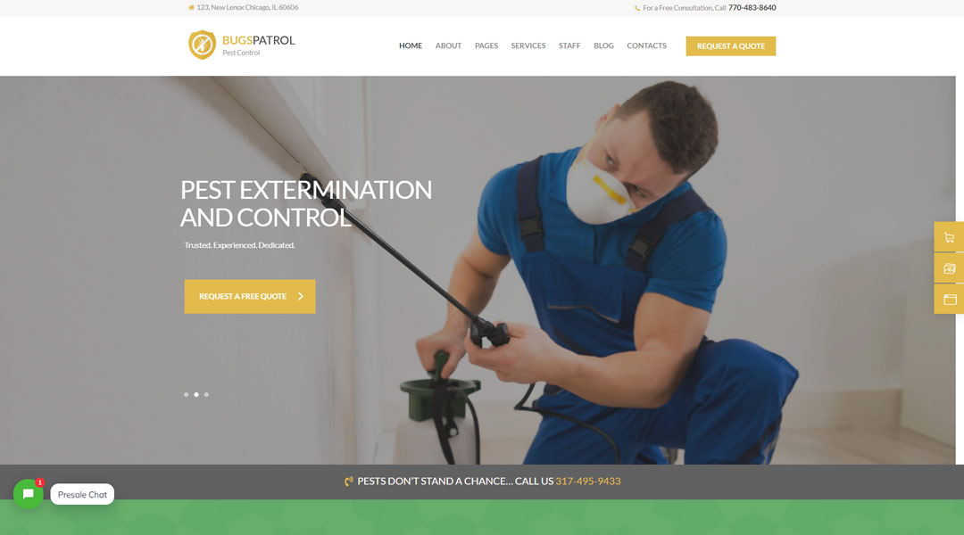 Bugspatrol Pest & Insects Control Disinsection Services WordPress Theme