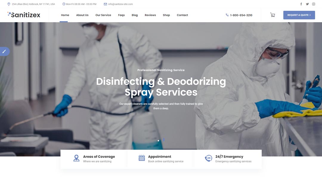 Sanitizex Sanitizing and Cleaning Services WordPress Theme