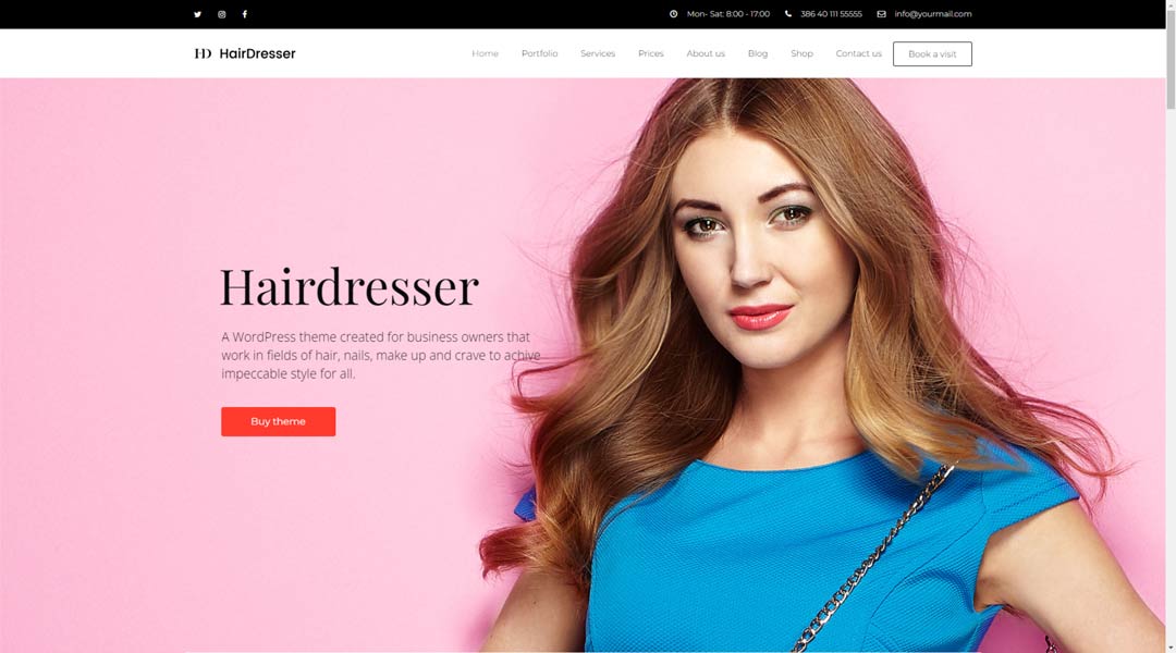 Hairdresser modern and unique hair salon website