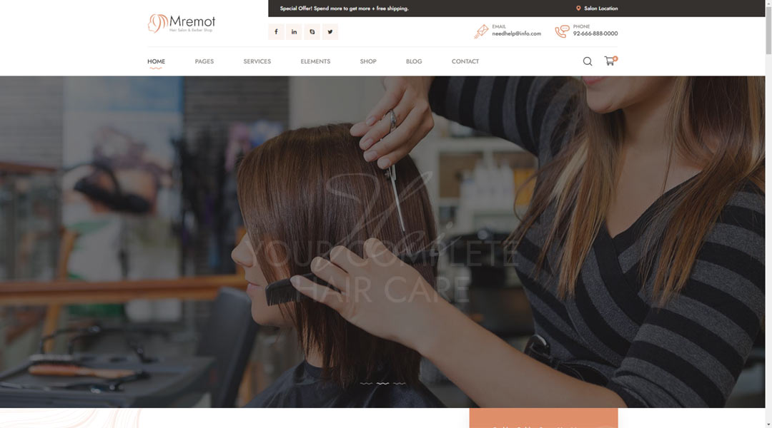 Mremot Hair Salon Shop WordPress Theme