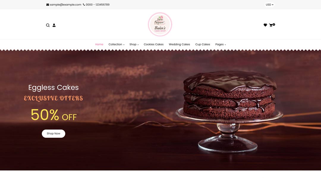 Bakins bakery products in e-commerce store