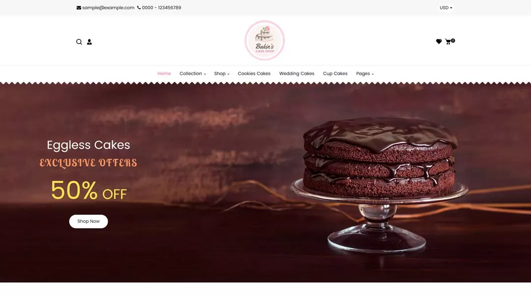 Bakins bakery products in e-commerce store
