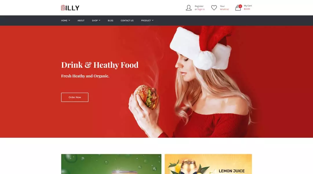 Billy professional Shopify food delivery theme