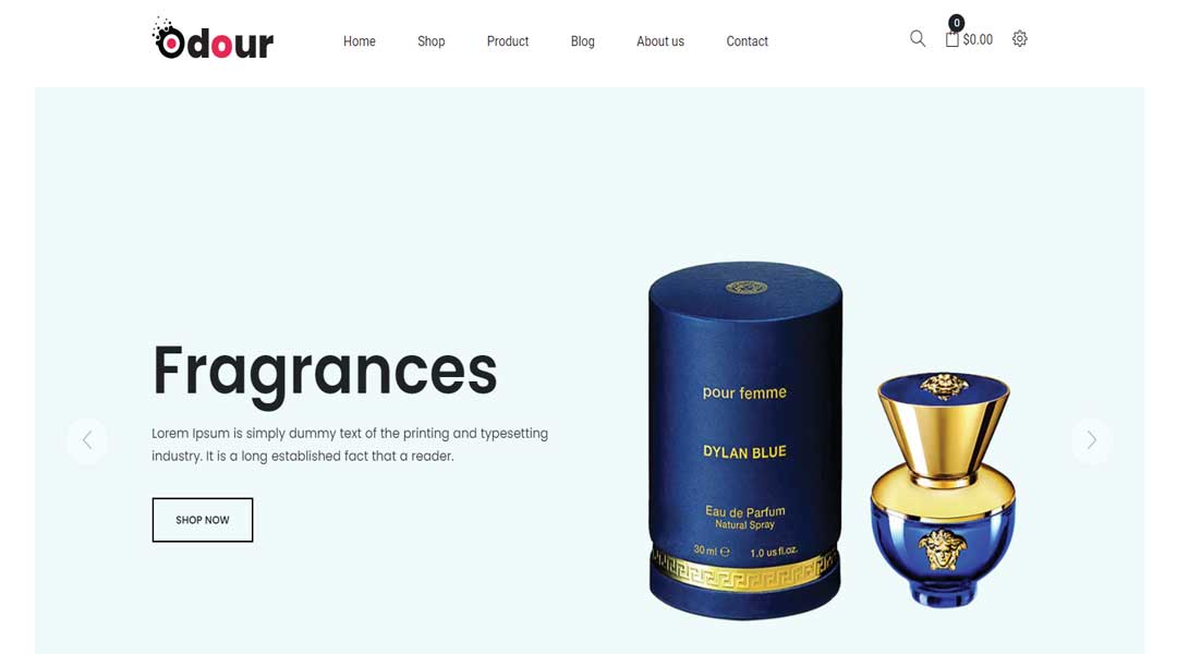 Odour Shopify theme for perfume store