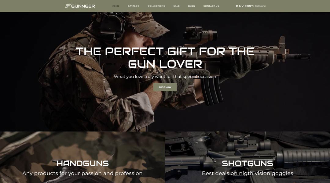 Gunnger responsive Weapon Store Shopify theme