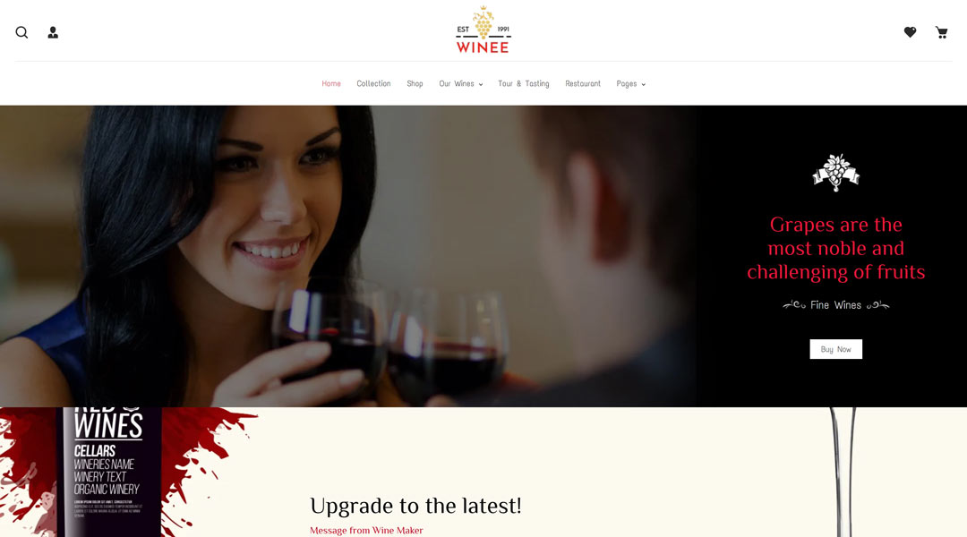 Winee Shopify theme for wine store