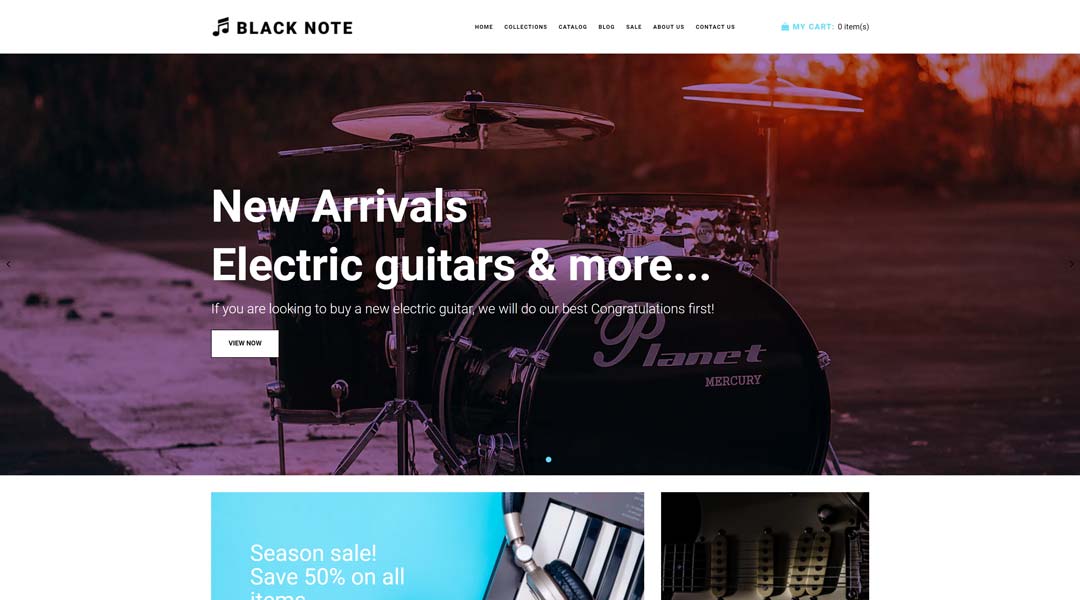 Black Note Shopify music store theme