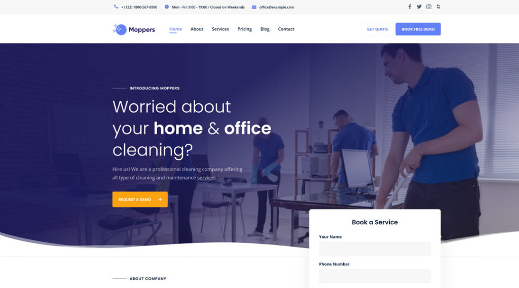 Moppers - Cleaning Company and Services WordPress Theme