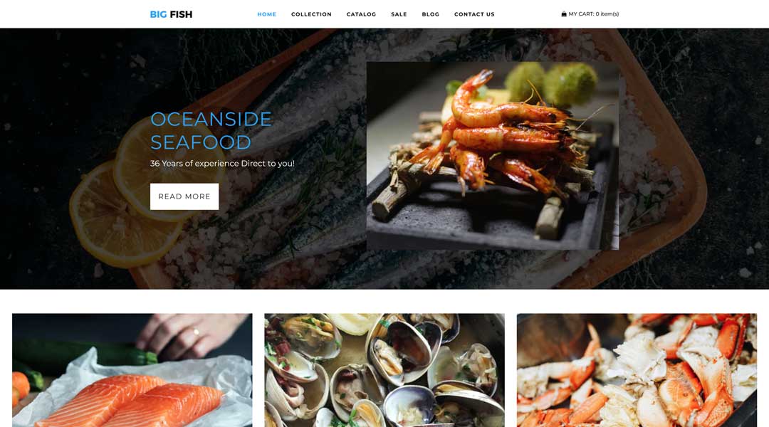 Big Fish Seafood Restaurant shopify theme