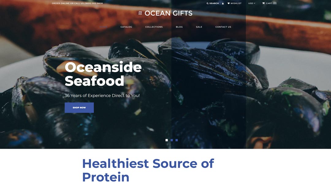 Ocean Gifts Sea Food Shop Shopify Theme