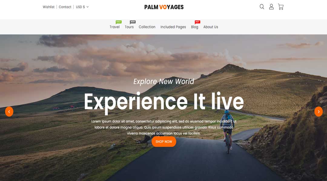 Palm Voyages Travel Store Shopify Themes