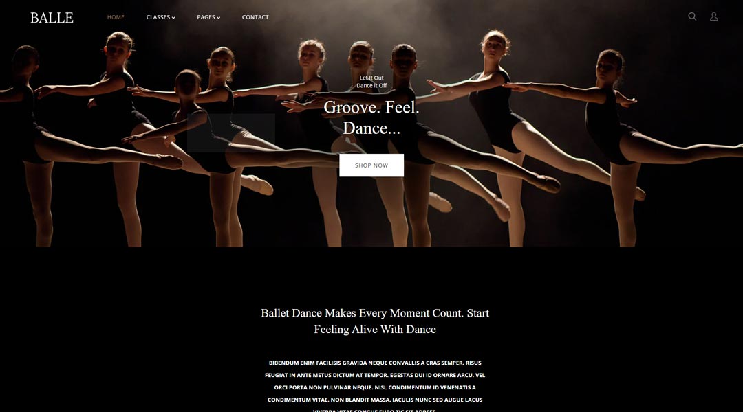 Balle dance studio Shopify theme