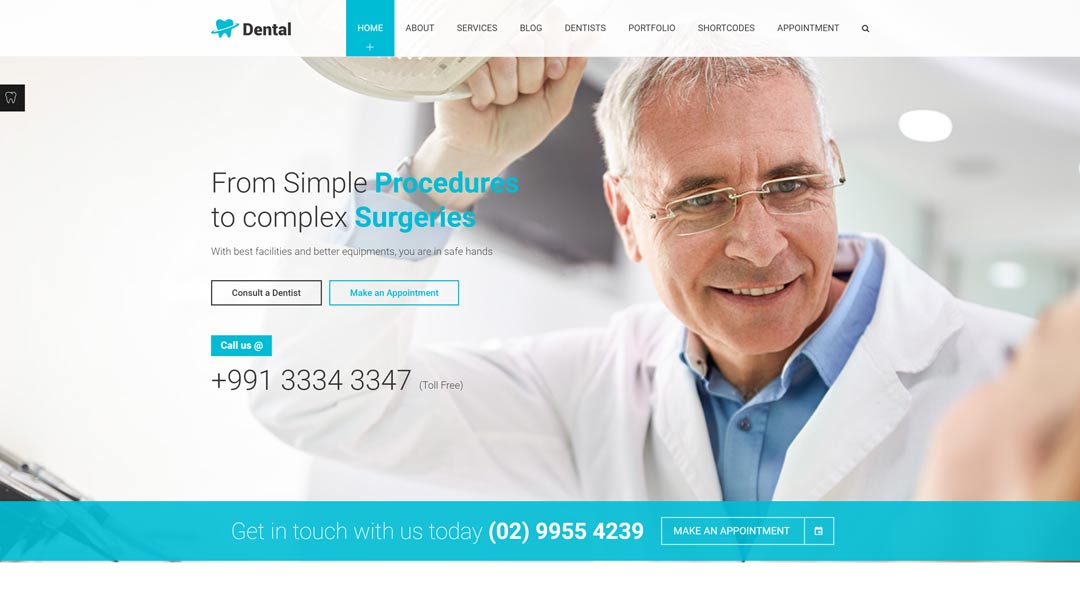 Dental-Clinic- elegant dentist wordpress theme 