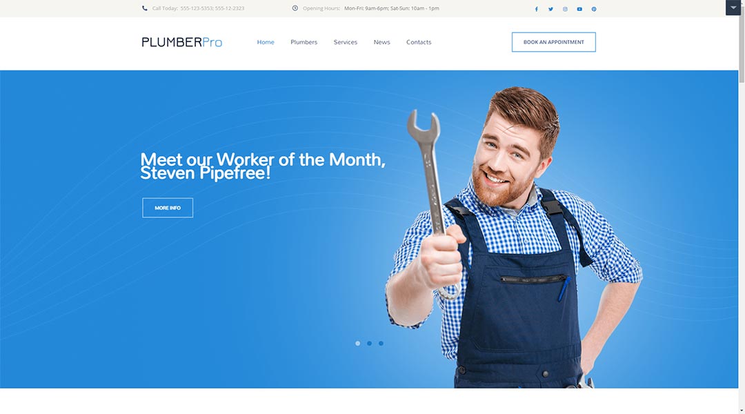 PlumberPro stylish WordPress theme for plumbers