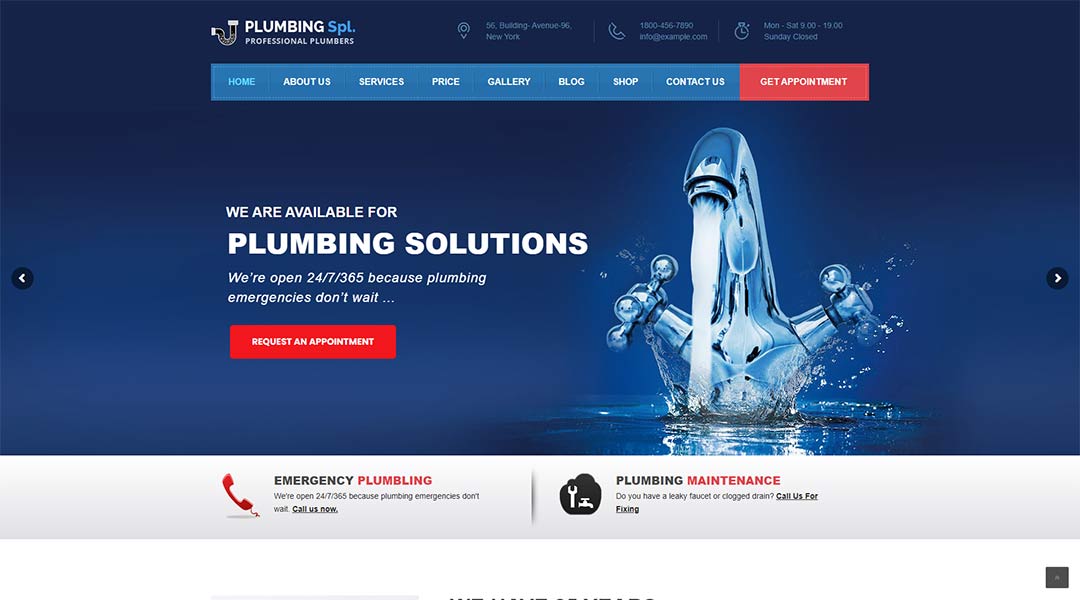 Plumbing-Spl WordPress theme for plumbers