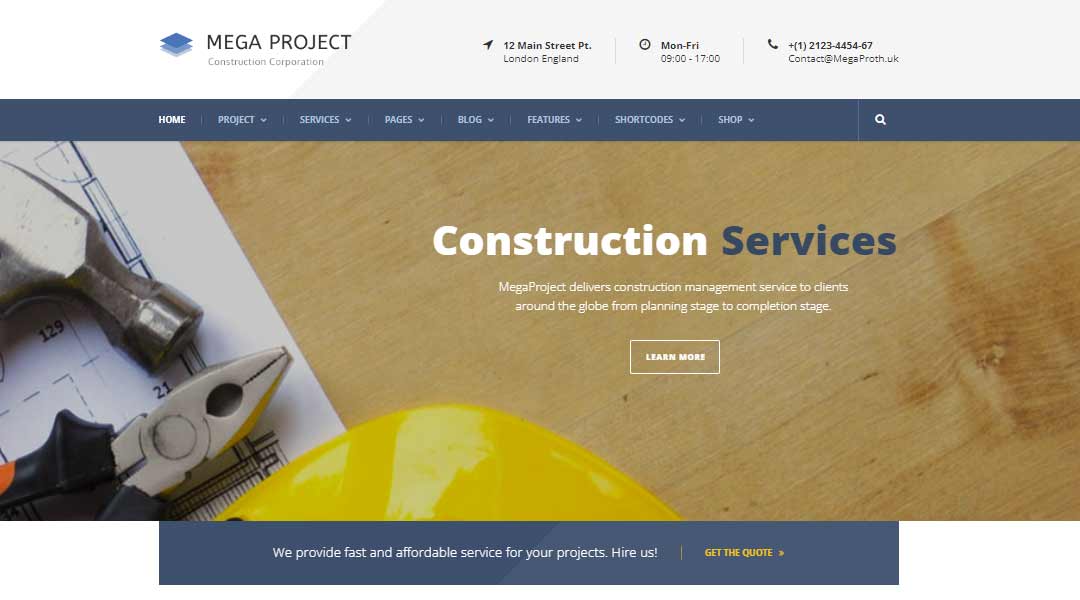 Mega-Project construction company websites. 