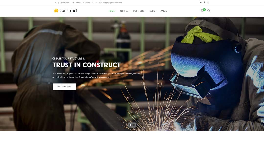 Construct WordPress theme for Construction companies