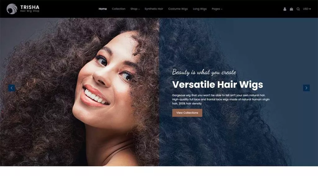 Trisha - Hair Weave, Hair Wig, Extensions Marketplace Shopify Theme
