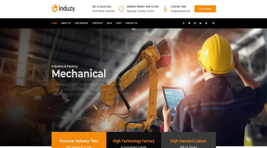 Induzy Factory & Industrial WordPress Theme