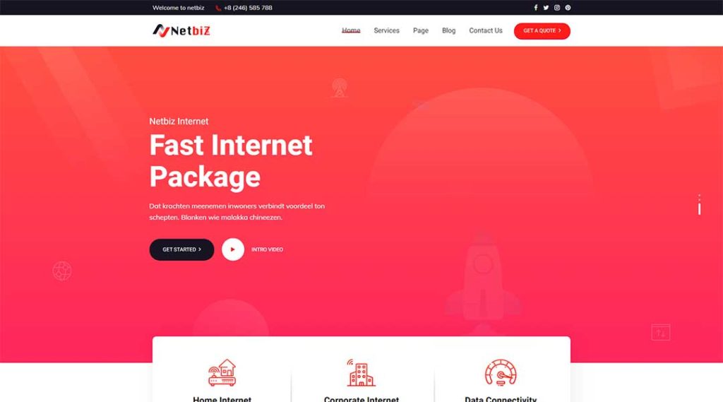netbiz -  Internet Service Provider WordPress Theme