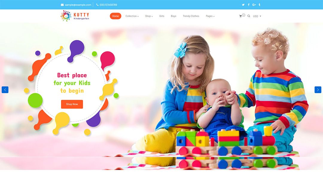 Kutty-Kids-colorful Shopify education theme