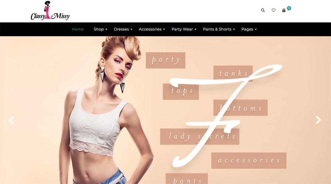 classy missy- feminine fashion shopping Shopify store