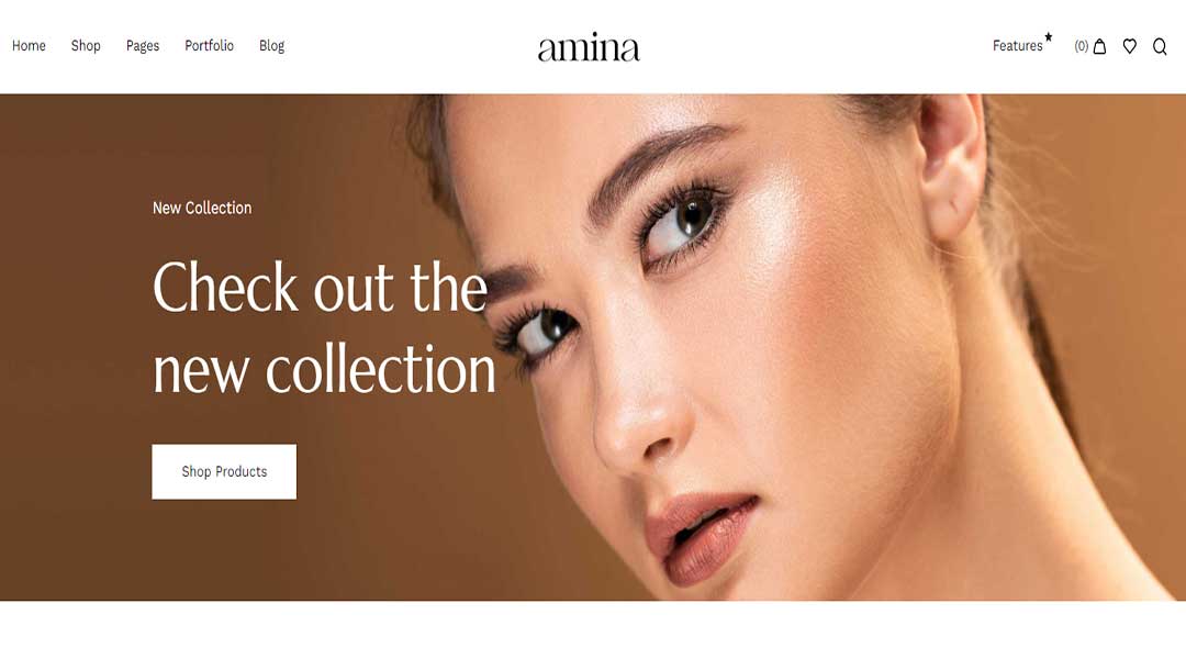 Amina clean-looking beauty and skincare theme