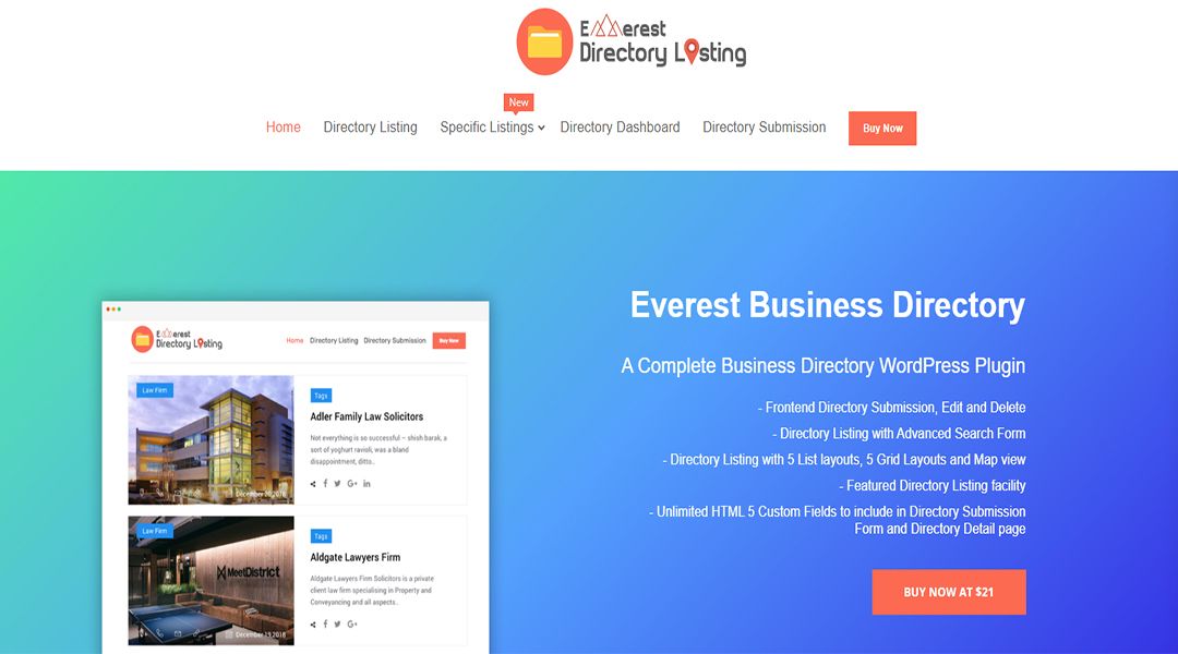 Everest modern WordPress business directory plugin