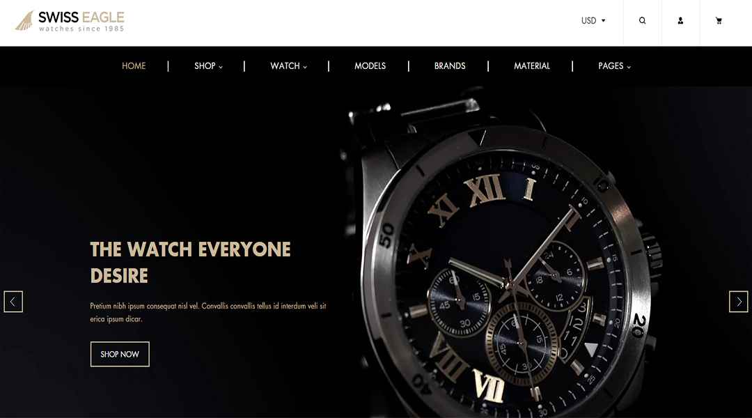 Swiss Eagle minimalistic Shopify theme for Watches