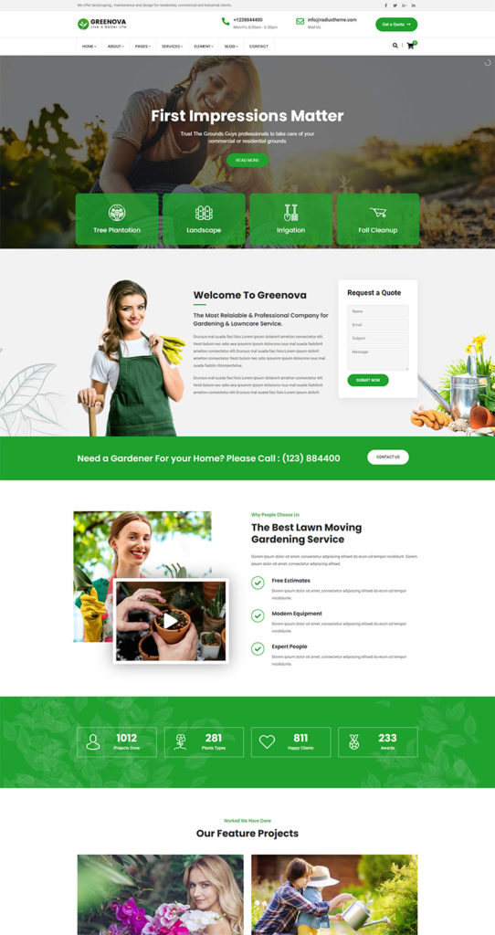 Greenova  Gardening & Landscaping WordPress Theme