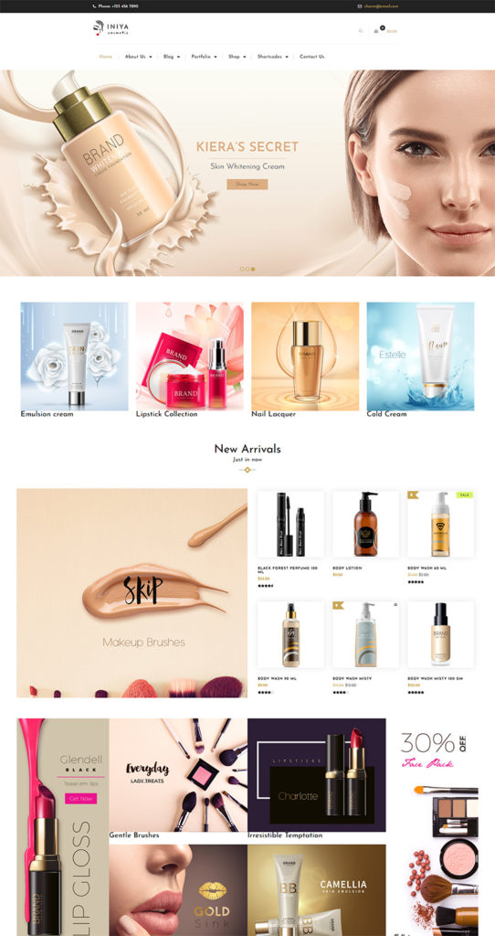 Iniya - Beauty Store, Cosmetic Theme Woocommerce theme for elementor