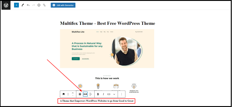 Changing Heading Font size in WordPress with H4 Tag