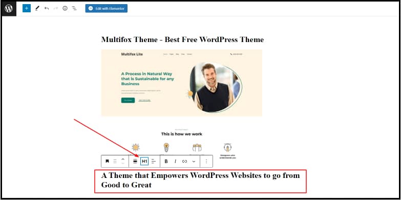 Changing Heading Font size with H1 tag in WordPress