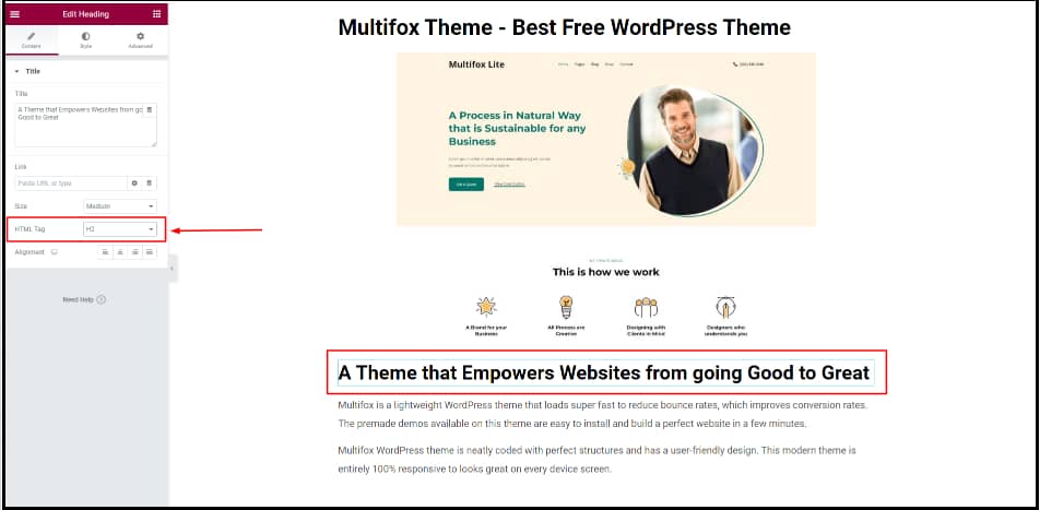 Changing Header Tags With Elementor Page Builder