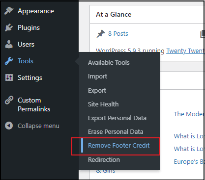 Click Remove Footer credit in tools