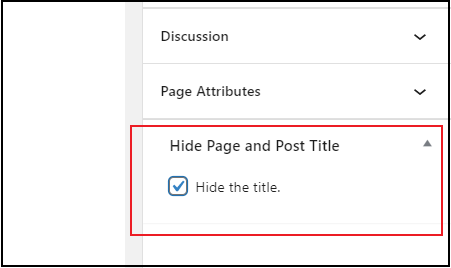 Click hide page and post title option on block editor