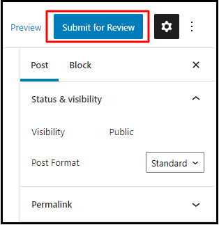 Contributor User Have To Select The Submit For Review Option