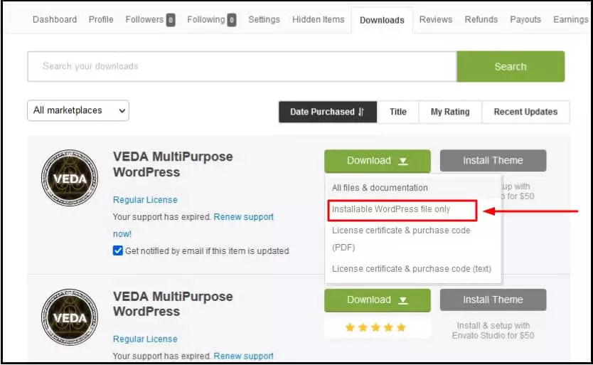Download Installable WordPress File Only