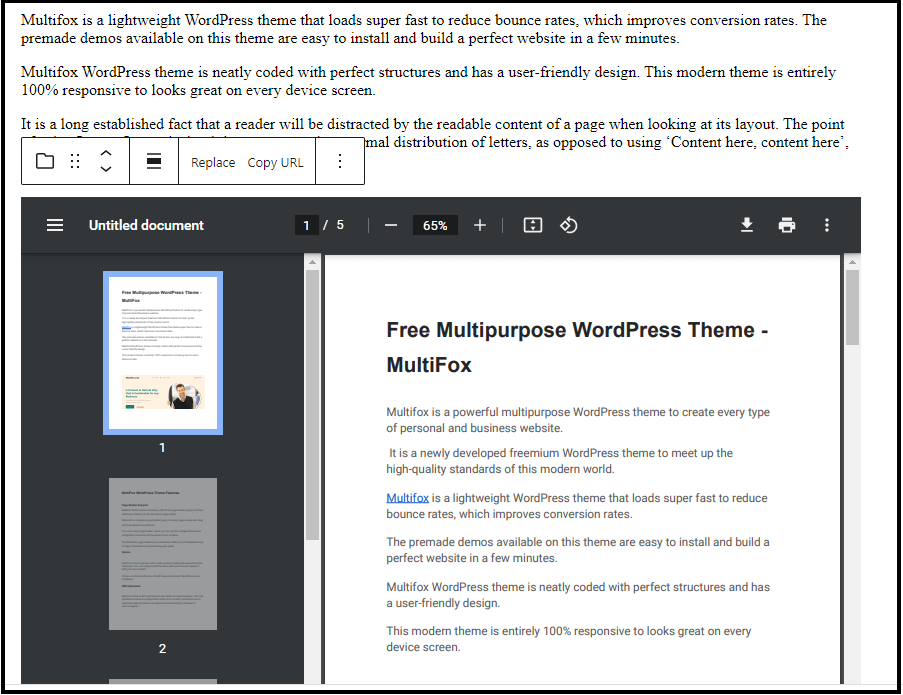 Embeded PDF to WordPress page