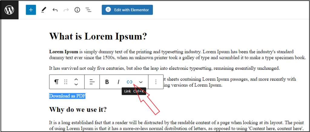 Now link a PDF in WordPress page