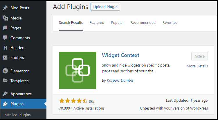 Widget Context Plugin