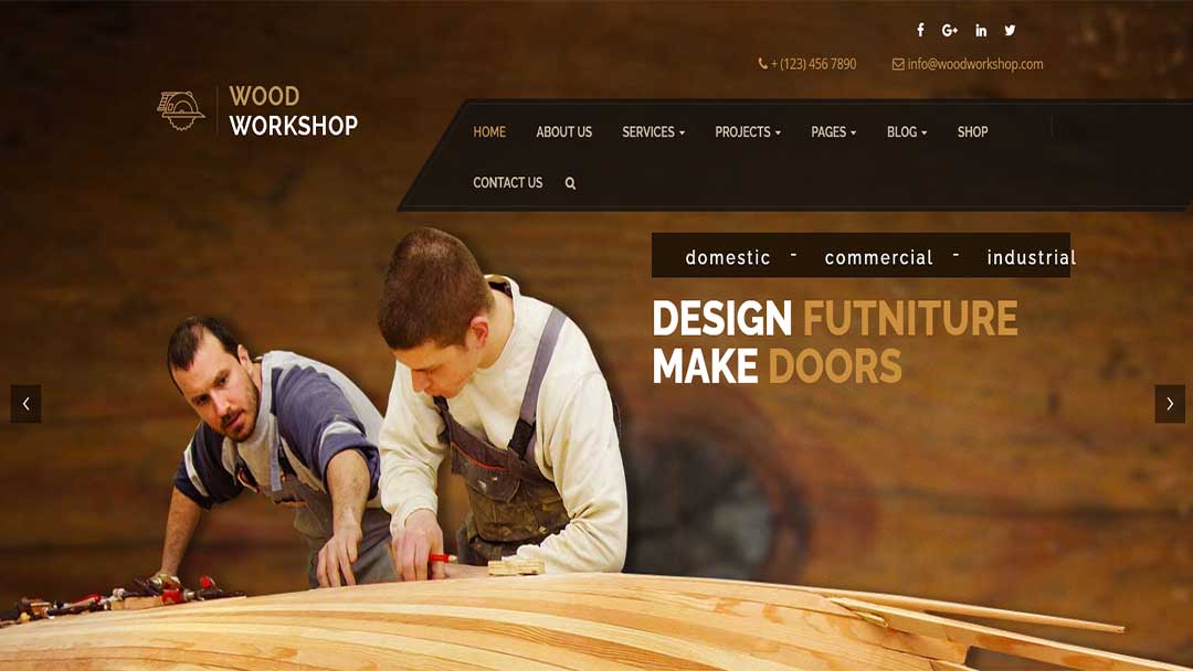 Wood Workshop Carpenter and Craftsman WordPress theme