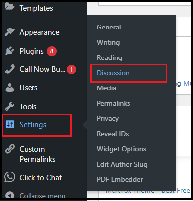 Click settings and Discussion