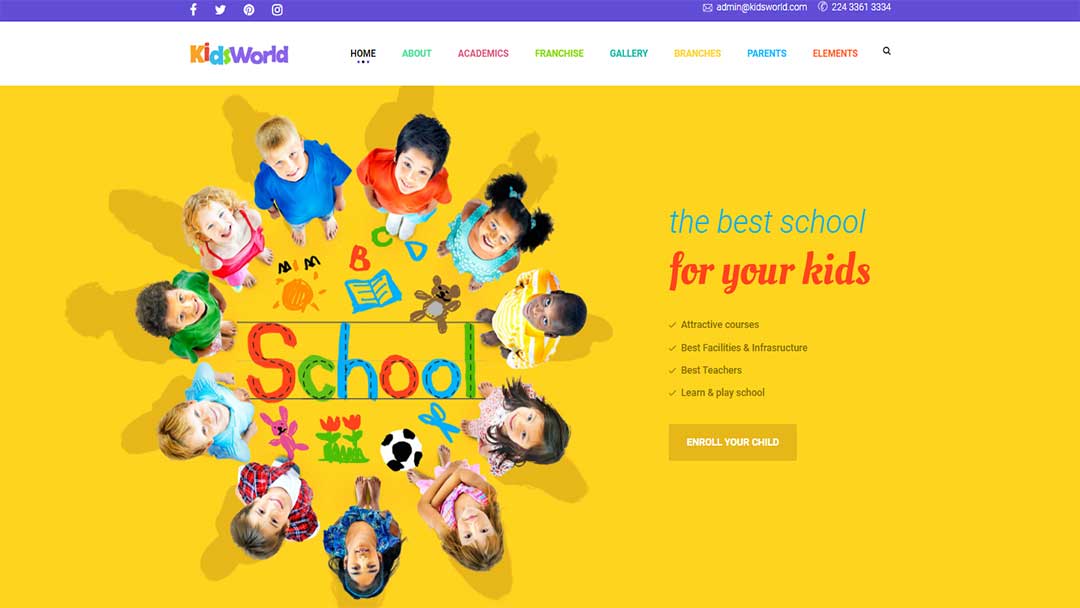 Kids World Educational WordPress site