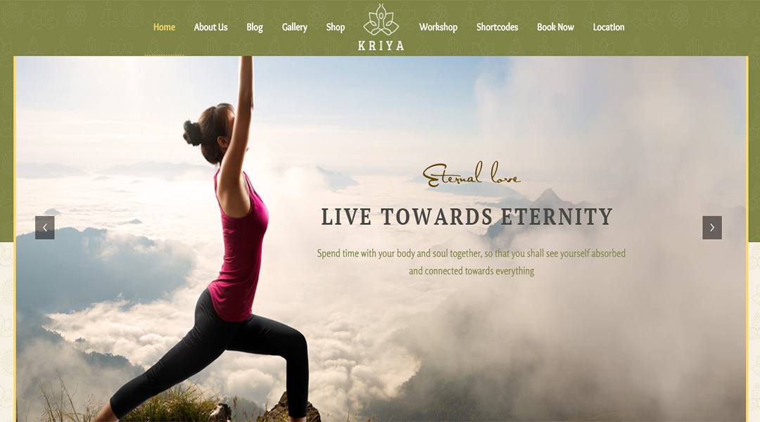 Kriya premium designed Yoga WordPress theme