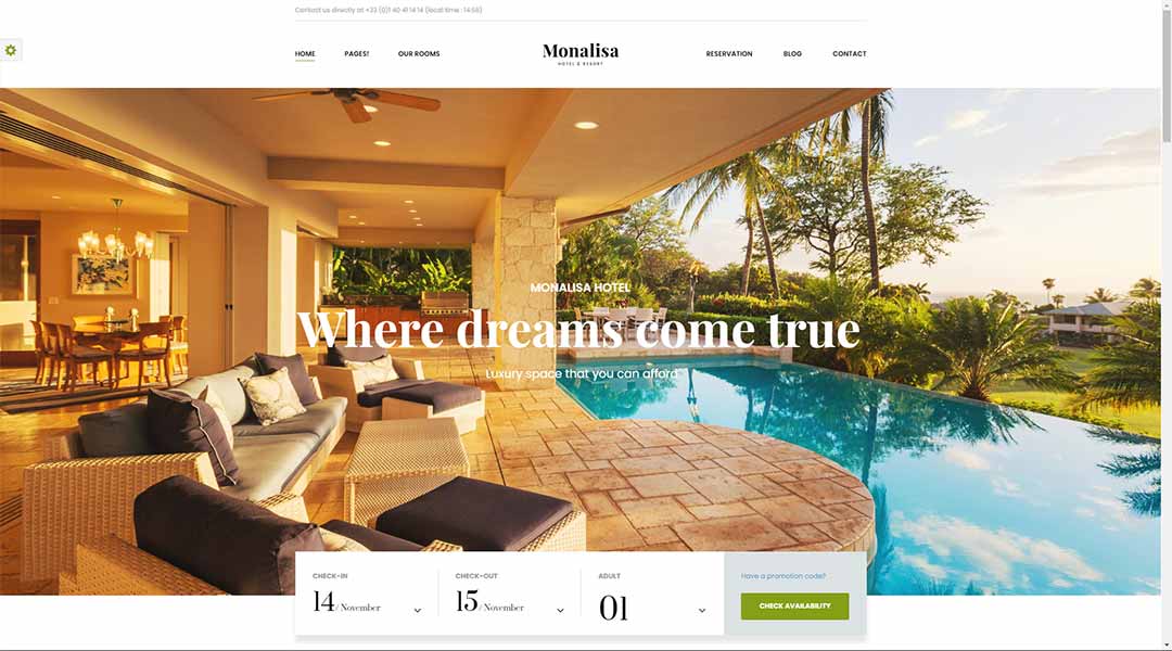Monalisa Hotel WordPress Theme