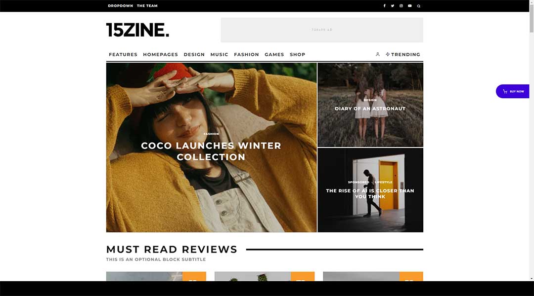 15Zine Magazine Newspaper Blog News WordPress Theme