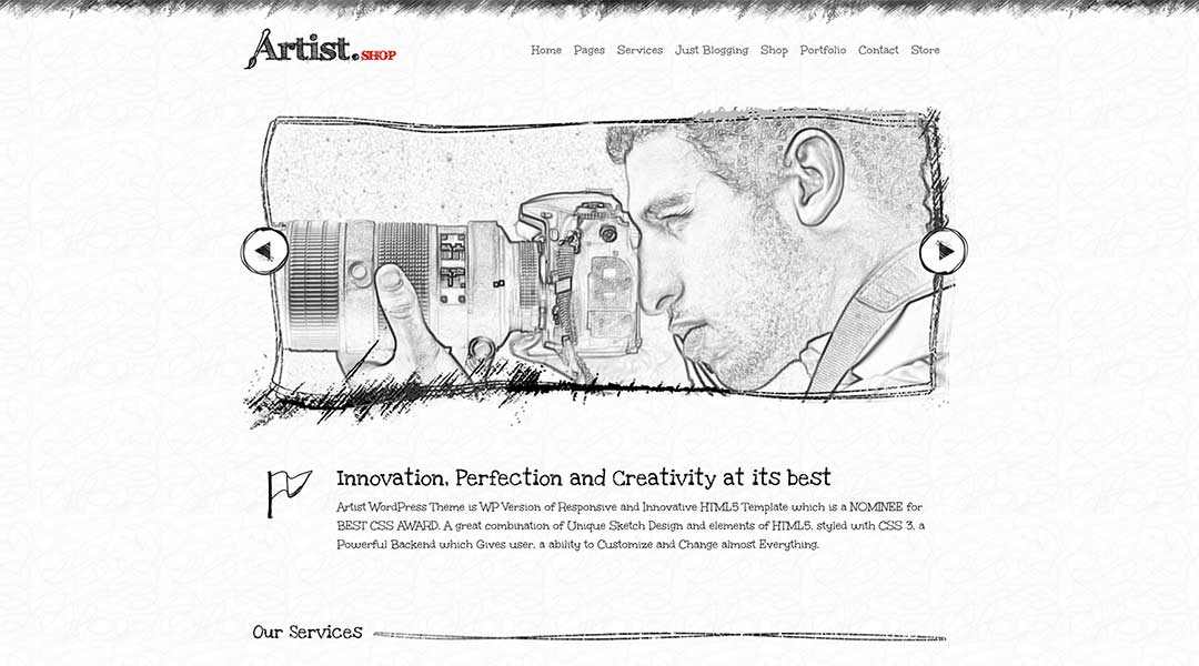 Artist Portfolio WordPress Theme Painter Exhibition Sketch Handcraft Writer Art Pencil Design ShowCase 